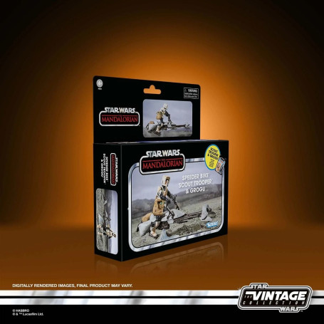 Hasbro - Star Wars The Vintage Collection - Speeder Bike, Scout Trooper & Grogu - The Mandalorian