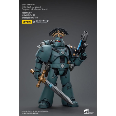 JoyToy Space Marines - Sons of Horus - MKIV Tactical Squad Sergeant with Power Sword 1/18 - Warhammer 40K