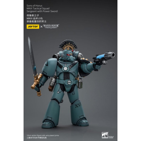 JoyToy Space Marines - Sons of Horus - MKIV Tactical Squad Sergeant with Power Sword 1/18 - Warhammer 40K