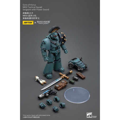 JoyToy Space Marines - Sons of Horus - MKIV Tactical Squad Sergeant with Power Sword 1/18 - Warhammer 40K