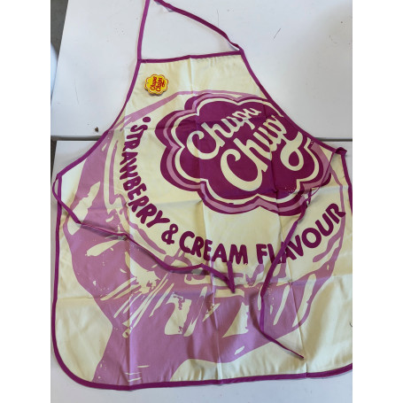 tablier en coton imprimé sucette Chupa en rose et crème cuisine