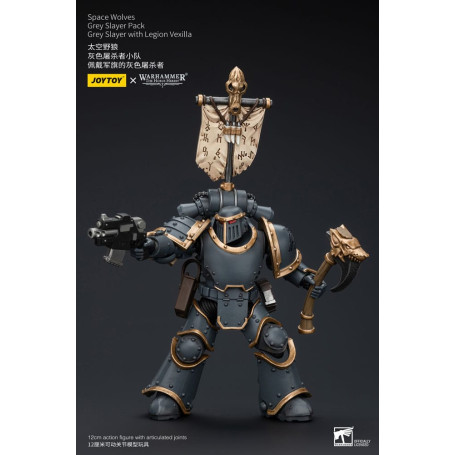 JoyToy Space Marines - Space Wolves - Grey Slayer Pack - Grey Slayer With Legion Vexilla 1/18