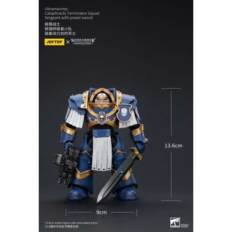 JoyToy - Space Marines - Ultramarines - Cataphractii Terminator Squad - Sergeant with Power Sword 1/18