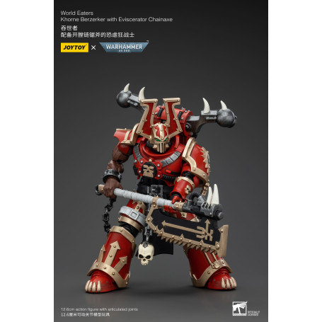 JoyToy Chaos Space Marines - World Eaters Khorne Berzerker with Eviscerator Chainaxe 1/18 - Warhammer 40K