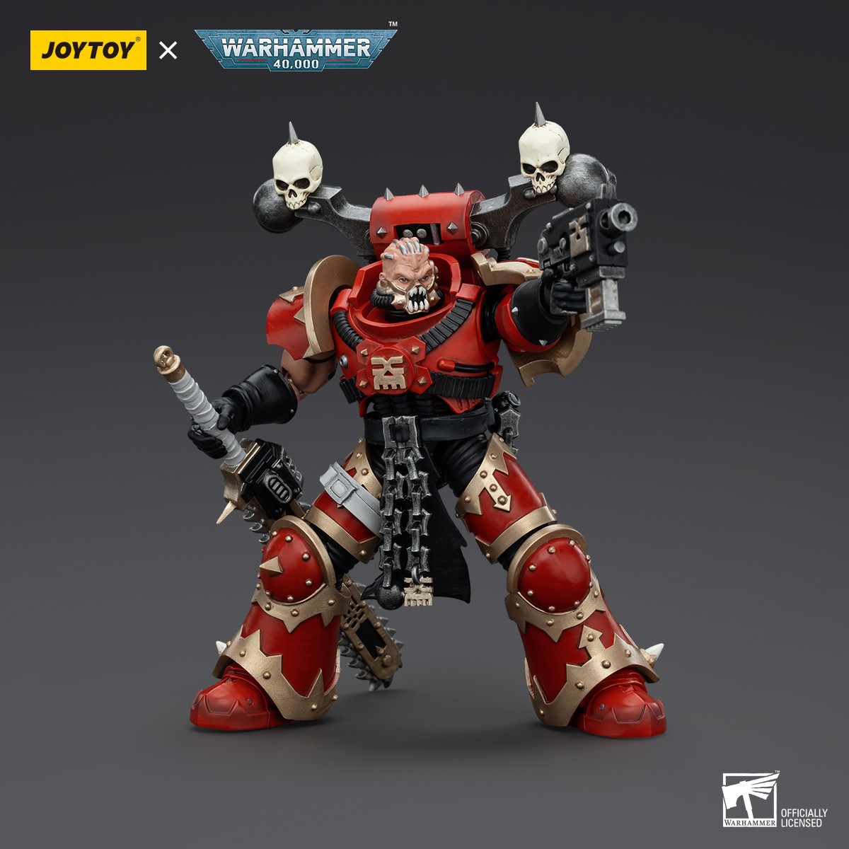 JoyToy Chaos Space Marines - World Eaters Khorne Berzerker with Eviscerator Chainsword 1/18 - Warhammer 40K