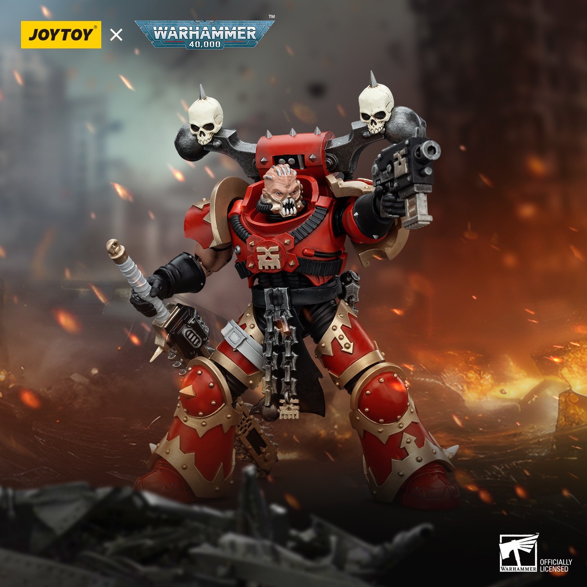 JoyToy Chaos Space Marines - World Eaters Khorne Berzerker with Eviscerator Chainsword 1/18 - Warhammer 40K