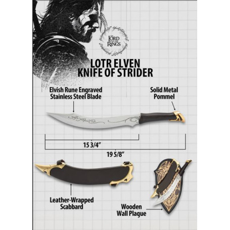 United Cutlery - Elbischer Dolch von Aragorn 1/1 - Herr der Ringe