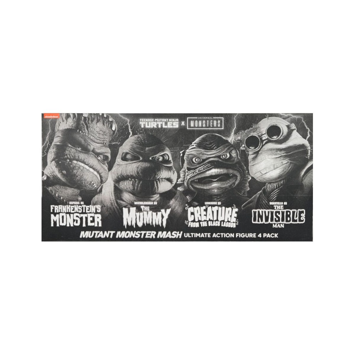 NECA - Turtles Black & White 4er-Pack Actionfiguren - Universal Monsters x TMNT