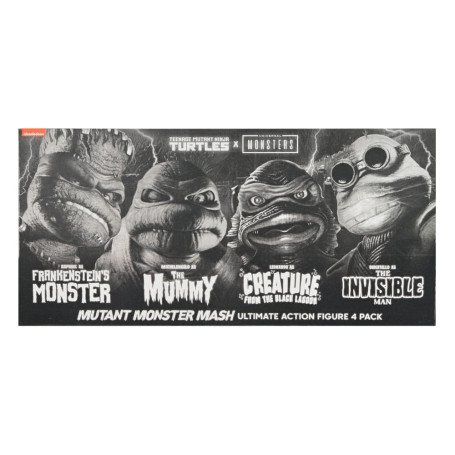 NECA - Turtles Black & White 4er-Pack Actionfiguren - Universal Monsters x TMNT