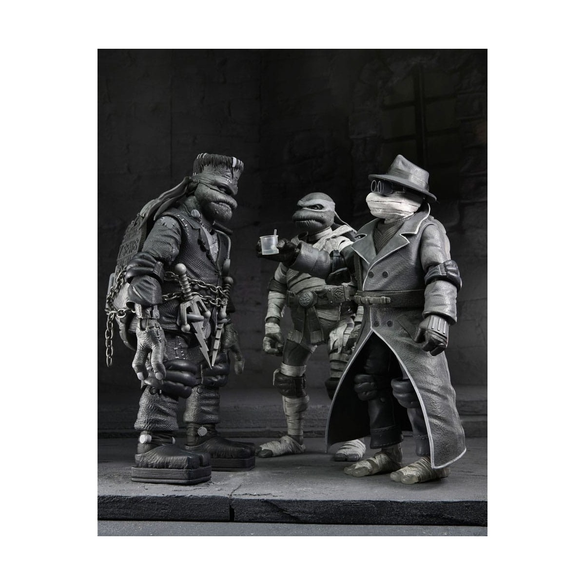 NECA - Turtles Black & White 4er-Pack Actionfiguren - Universal Monsters x TMNT