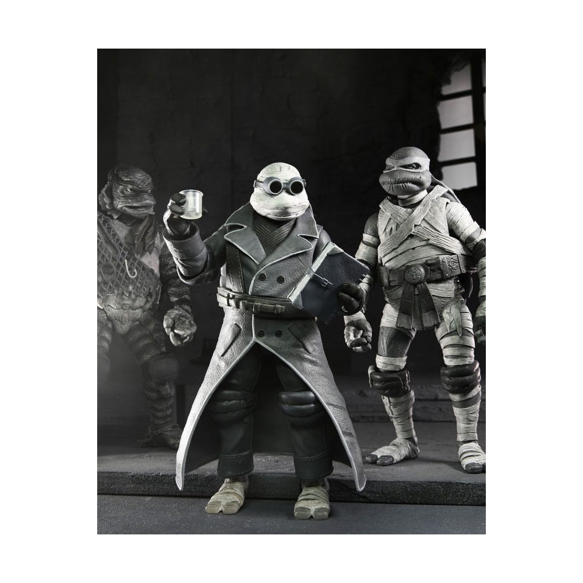 NECA - Turtles Black & White 4er-Pack Actionfiguren - Universal Monsters x TMNT
