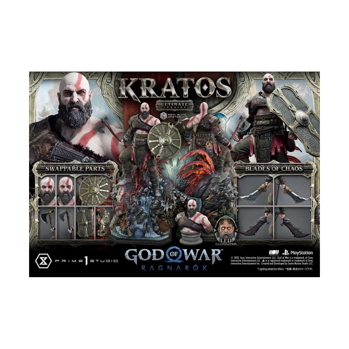 Prime 1 Studio - God of War: Ragnarok - Kratos Ultimate Bonus Version - Real Elite Masterline Series 1/3