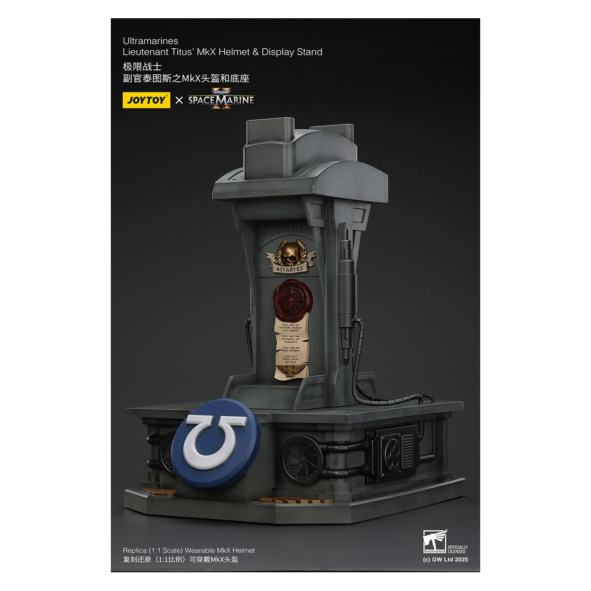 JoyToy - Space Marines II - Ultramarines Leutnant Titus' MkX-Helm Display-Ständer-11