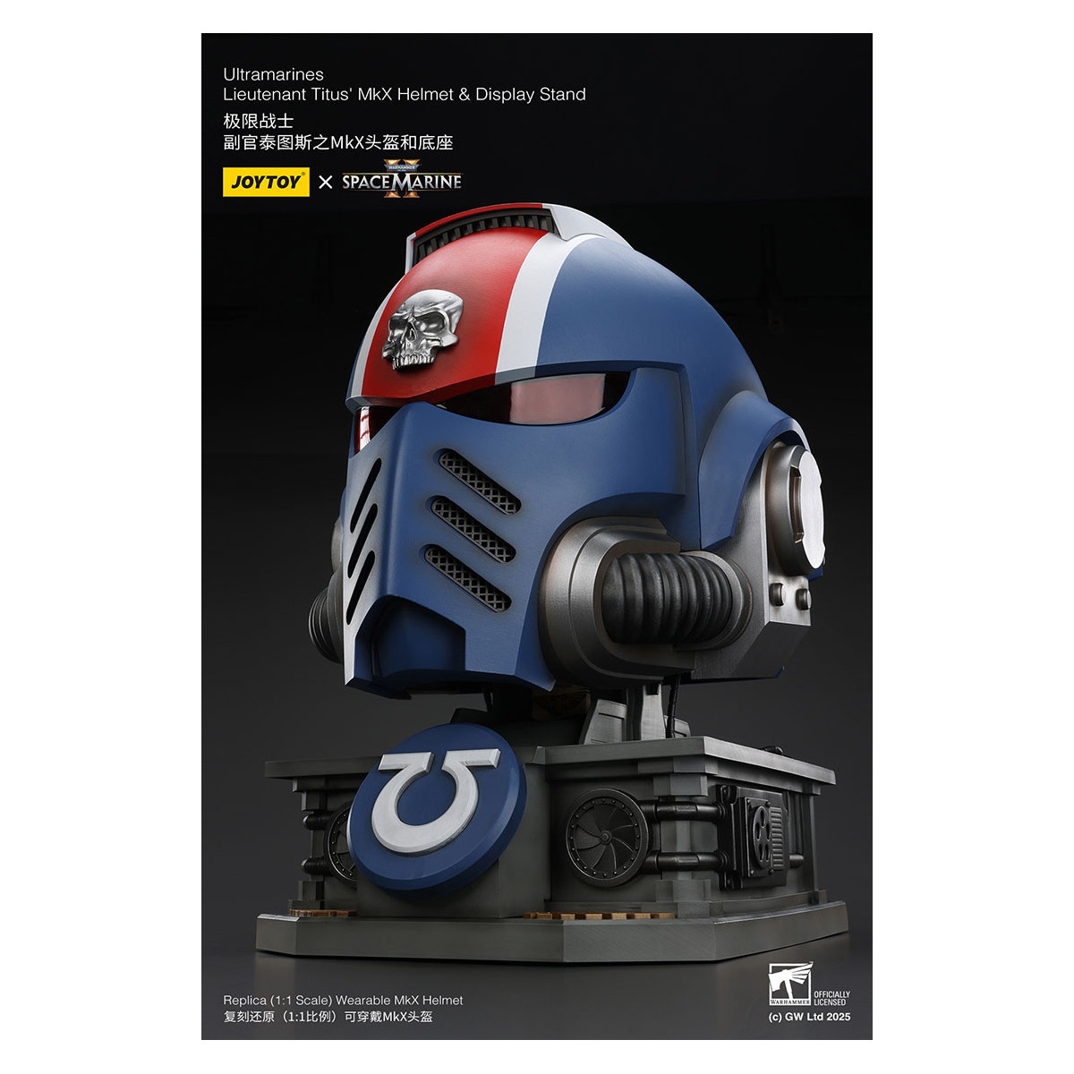 JoyToy - Space Marines II - Ultramarines Leutnant Titus' MkX-Helm Display-Ständer-11