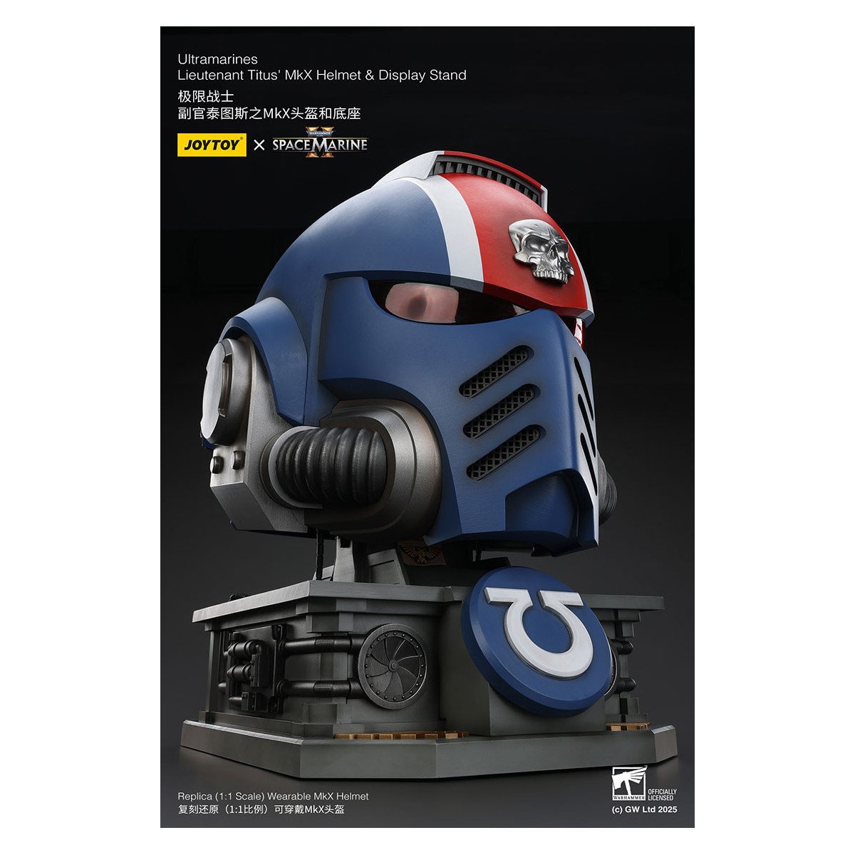 JoyToy - Space Marines II - Ultramarines Leutnant Titus' MkX-Helm Display-Ständer-11