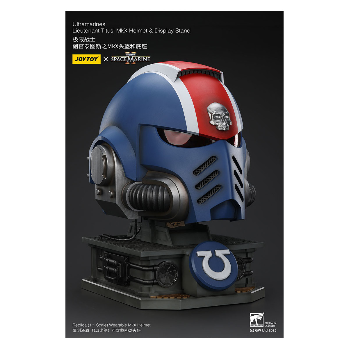 JoyToy - Space Marines II - Ultramarines Leutnant Titus' MkX-Helm Display-Ständer-11