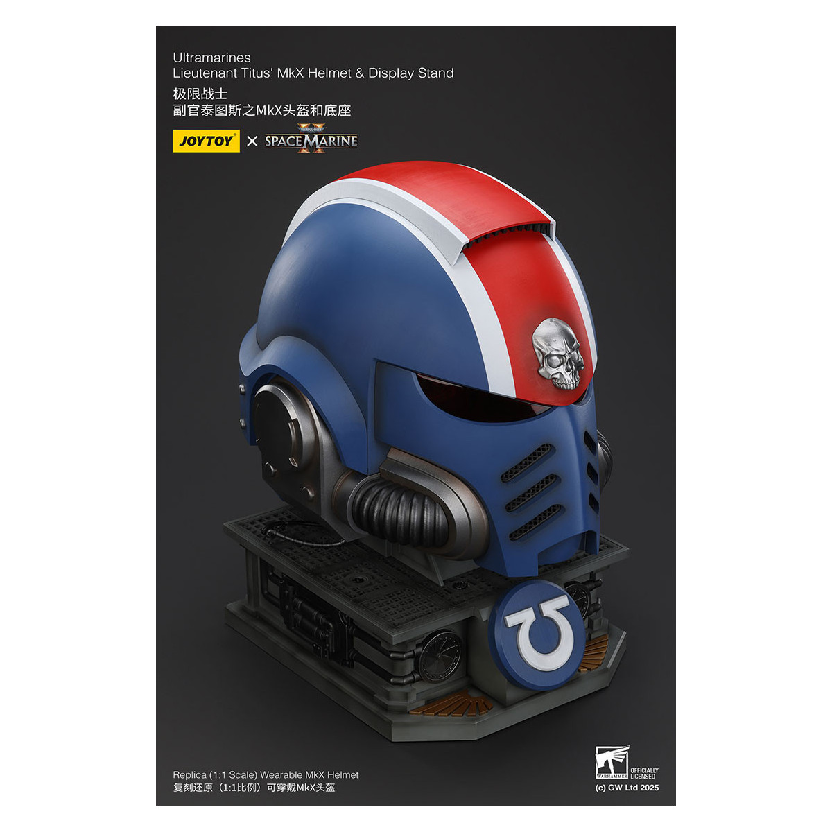 JoyToy - Space Marines II - Ultramarines Leutnant Titus' MkX-Helm Display-Ständer-11