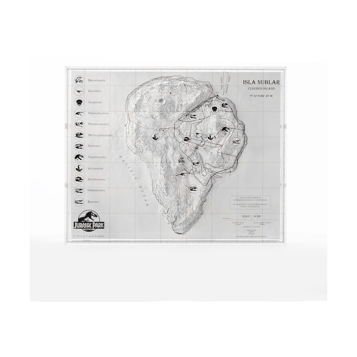ECC Elite Creature Collectibles - Jurassic Park Topographische Karte Isla Nublar