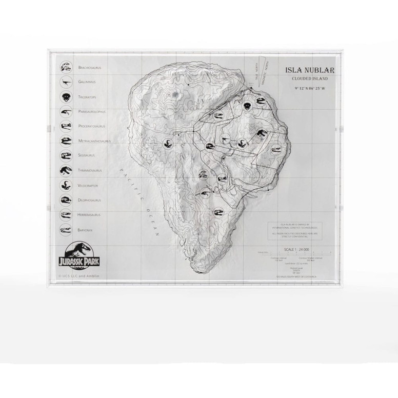 ECC Elite Creature Collectibles - Jurassic Park Topographische Karte Isla Nublar