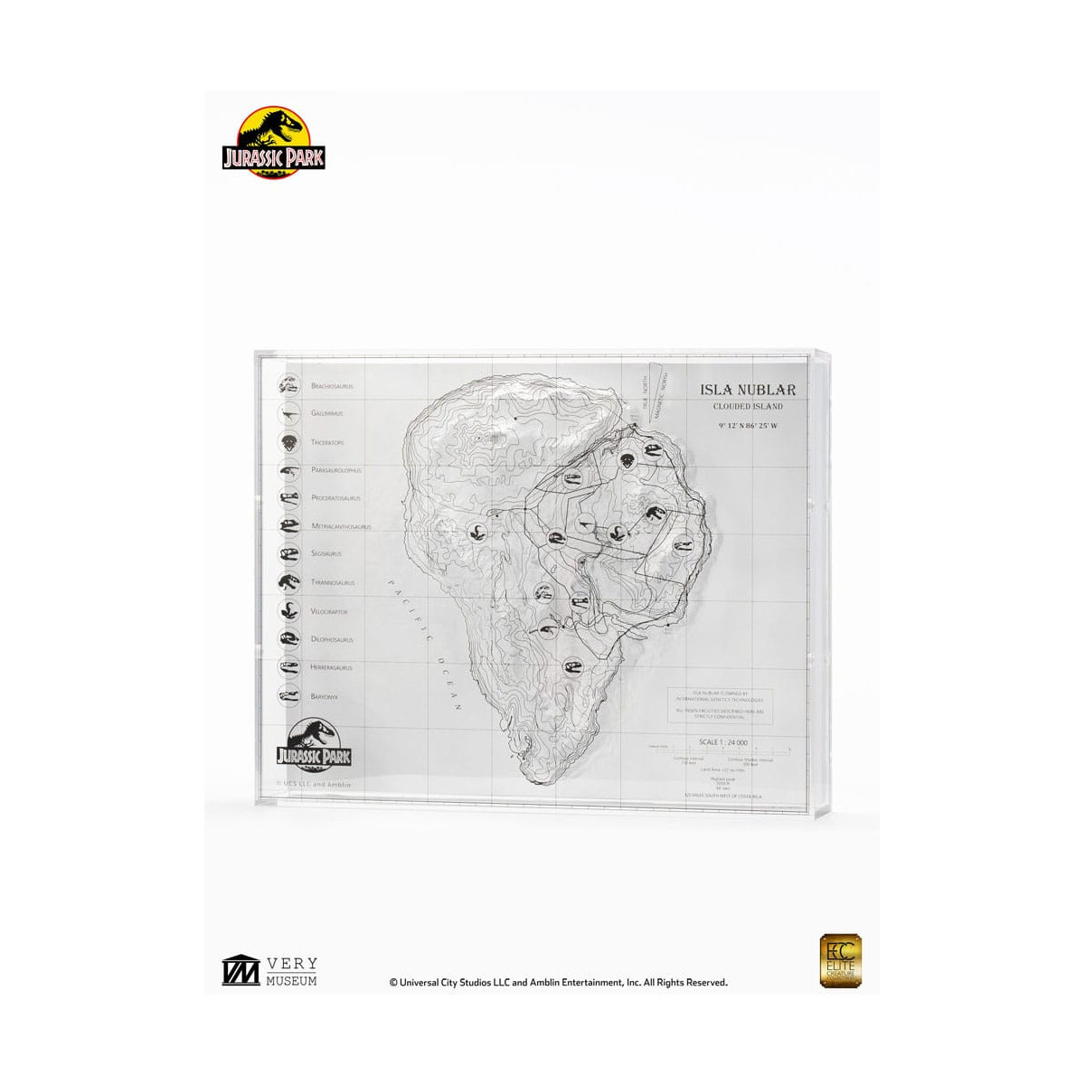 ECC Elite Creature Collectibles - Jurassic Park Topographische Karte Isla Nublar