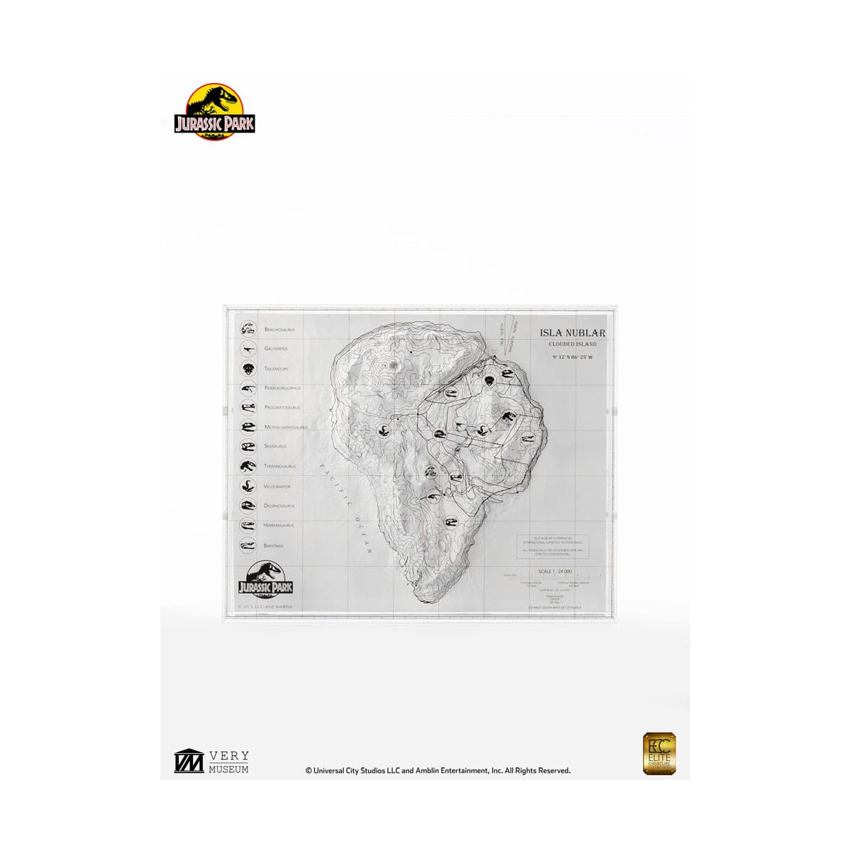 ECC Elite Creature Collectibles - Jurassic Park Topographische Karte Isla Nublar