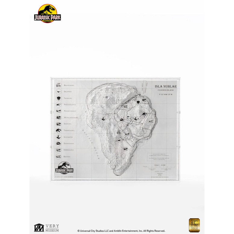 ECC Elite Creature Collectibles - Jurassic Park Topographische Karte Isla Nublar