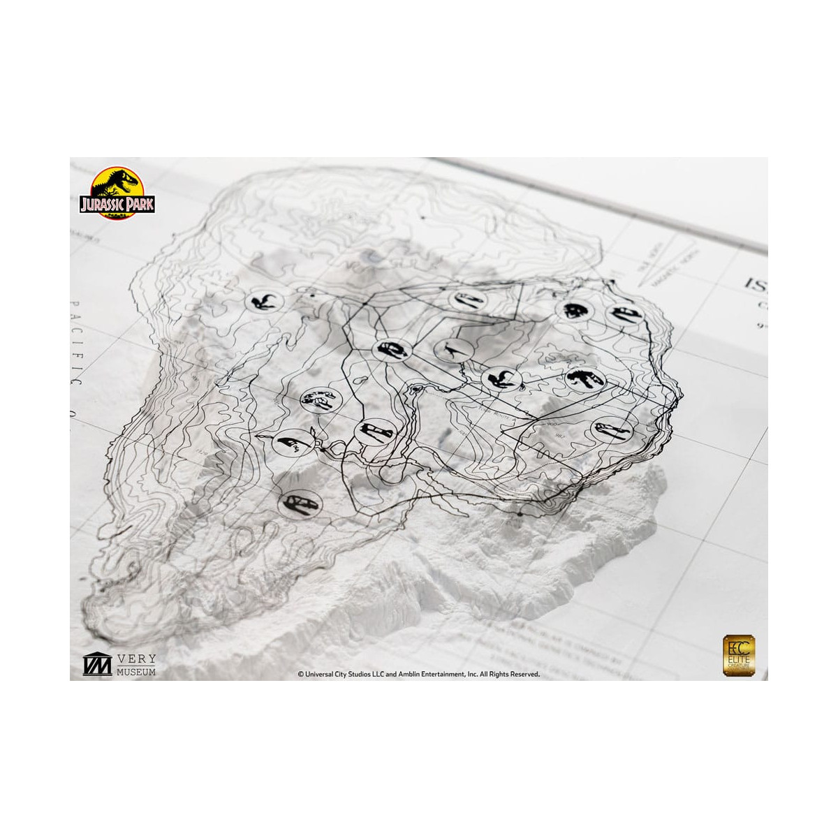 ECC Elite Creature Collectibles - Jurassic Park Topographische Karte Isla Nublar