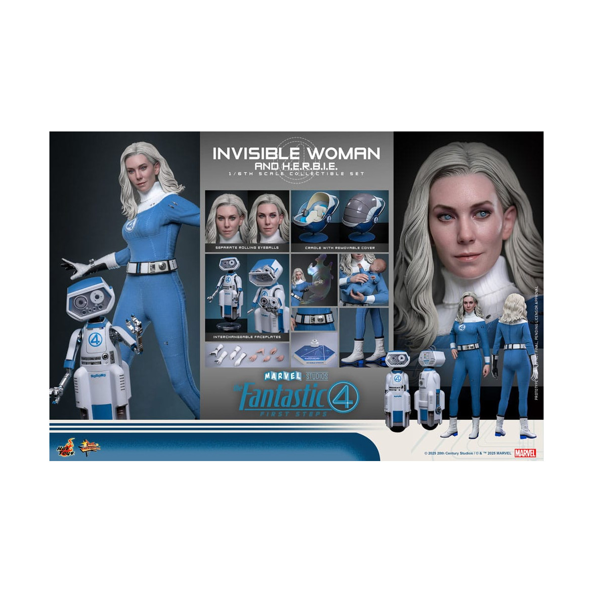 Hot Toys Marvel - Fantastische Vier: First Steps - Unsichtbare Frau & H.E.R.B.I.E. MMS 1/6 - Sue Storm