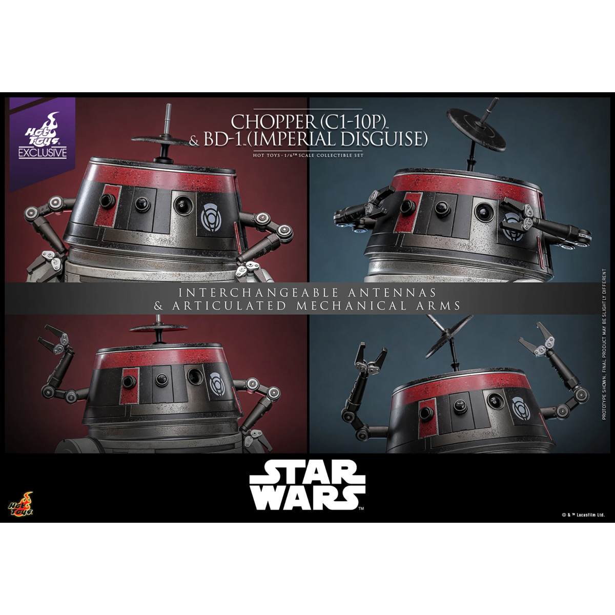 Hot Toys Star Wars - Chopper (C1-10P) & BD-1 (imperiale Verkleidung) - Rebels Hot Toys Exclusive