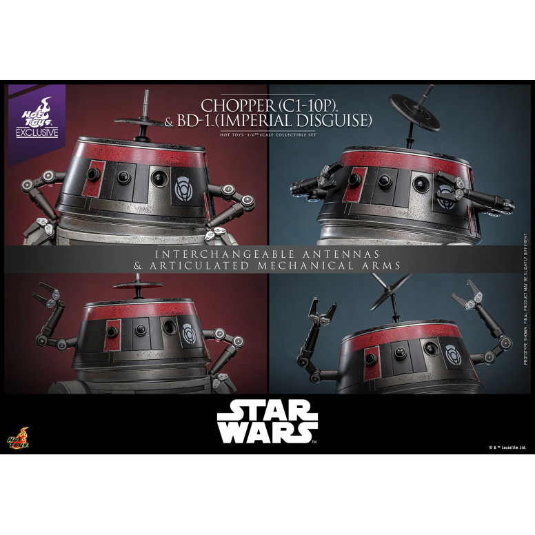 Hot Toys Star Wars - Chopper (C1-10P) & BD-1 (imperiale Verkleidung) - Rebels Hot Toys Exclusive