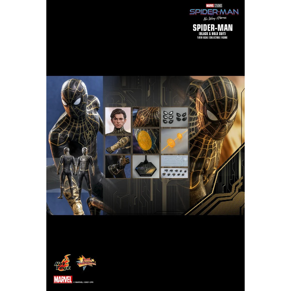  Hot Toys Marvel's Spider-Man: No Way Home figurine Movie Masterpiece 1/6 Spider-Man (Black & Gold Suit) figurine 