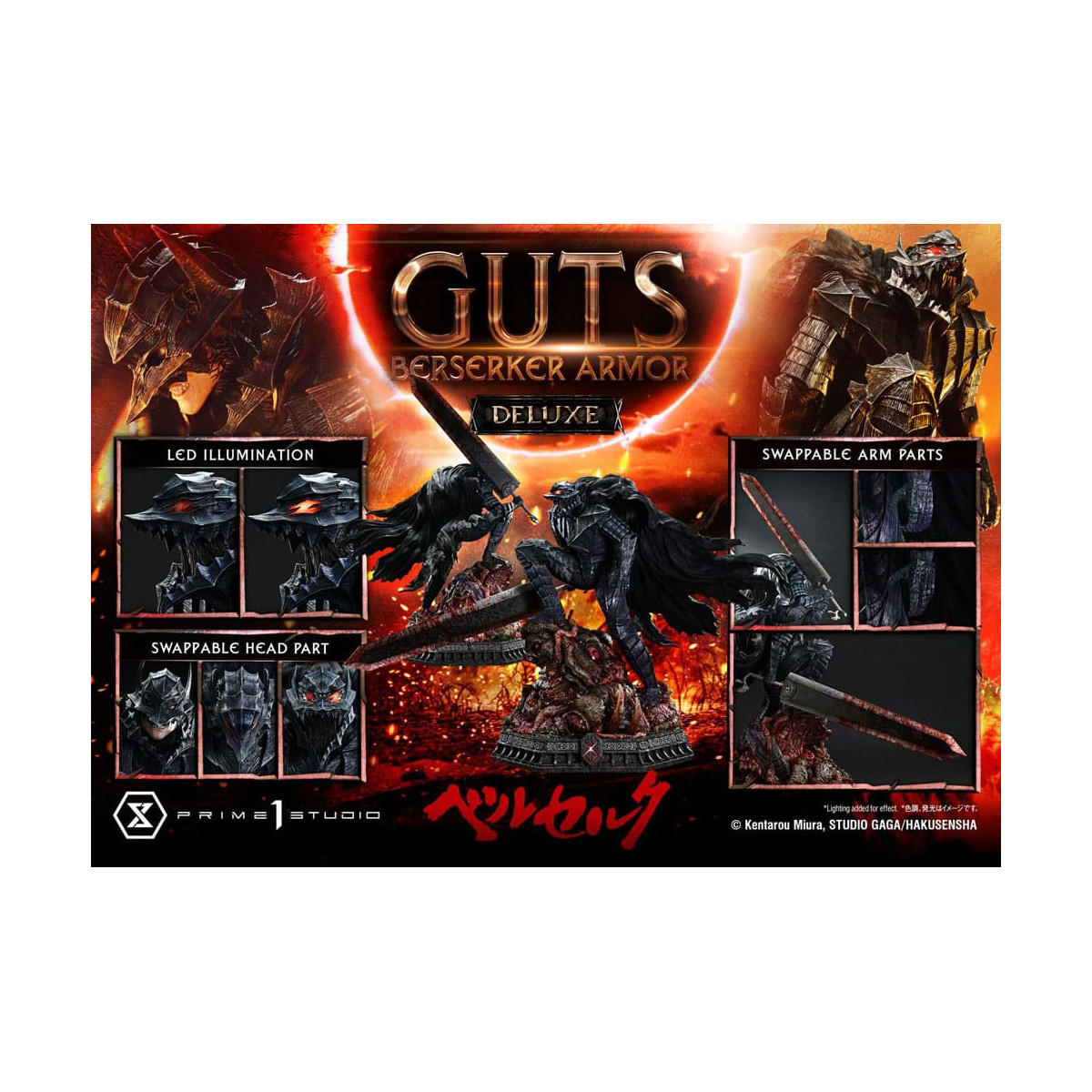 Prime 1 Studio Berserk - Guts Berserker Rüstung (Grunbeld vs. Guts) Deluxe Bonus Version 1/4 Ultimate Premium Masterline