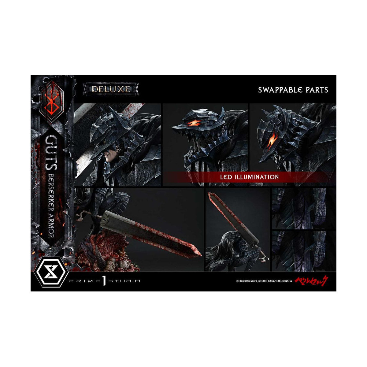 Prime 1 Studio Berserk - Guts Berserker Rüstung (Grunbeld vs. Guts) Deluxe Bonus Version 1/4 Ultimate Premium Masterline