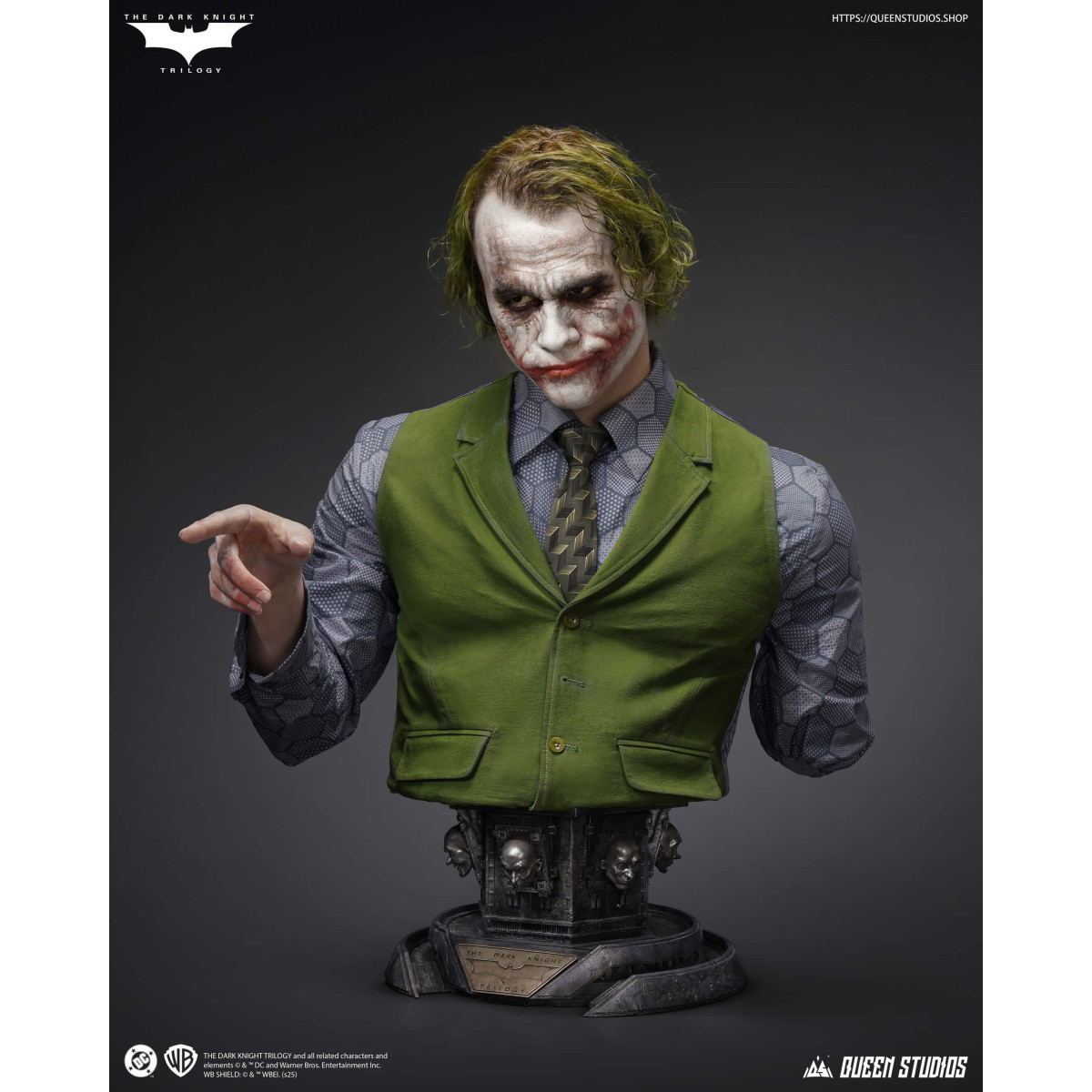 Queen Studios -  DC Comics - Der Joker (The Dark Knight) Lebensgroße Büste