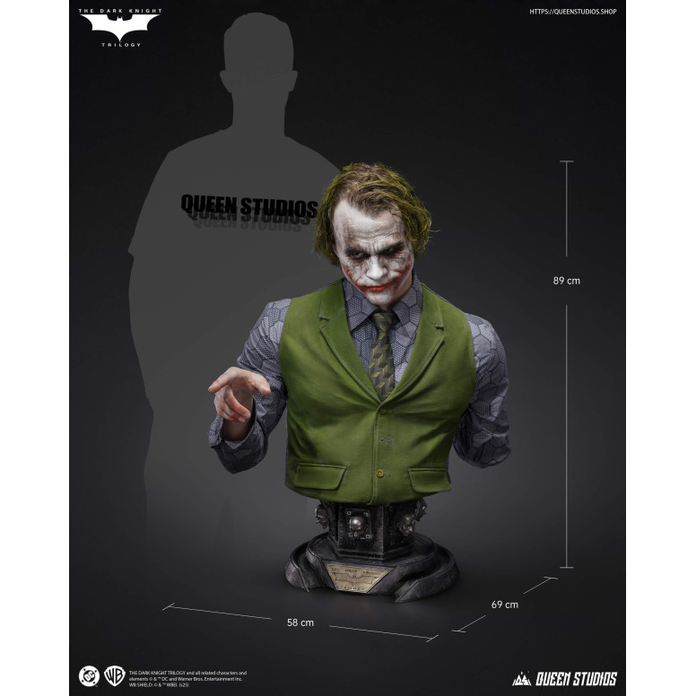 Queen Studios -  DC Comics - Der Joker (The Dark Knight) Lebensgroße Büste