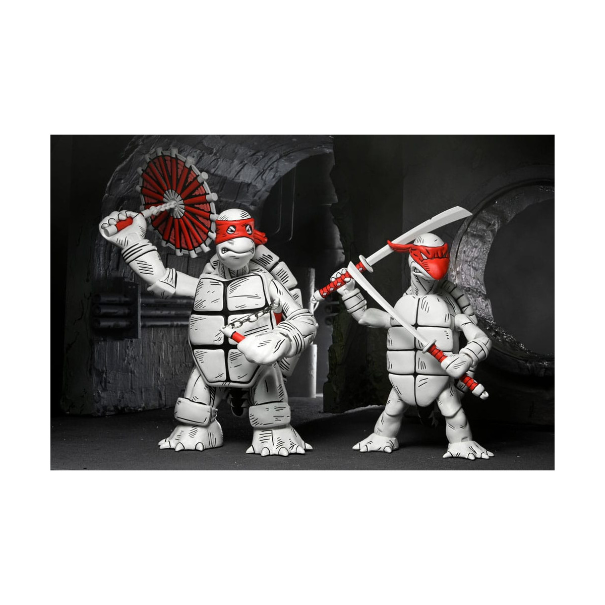 NECA - Mirage Comics - Schwarze und weiße erste Schildkröten - TMNT - Teenage Mutant Ninja Turtles