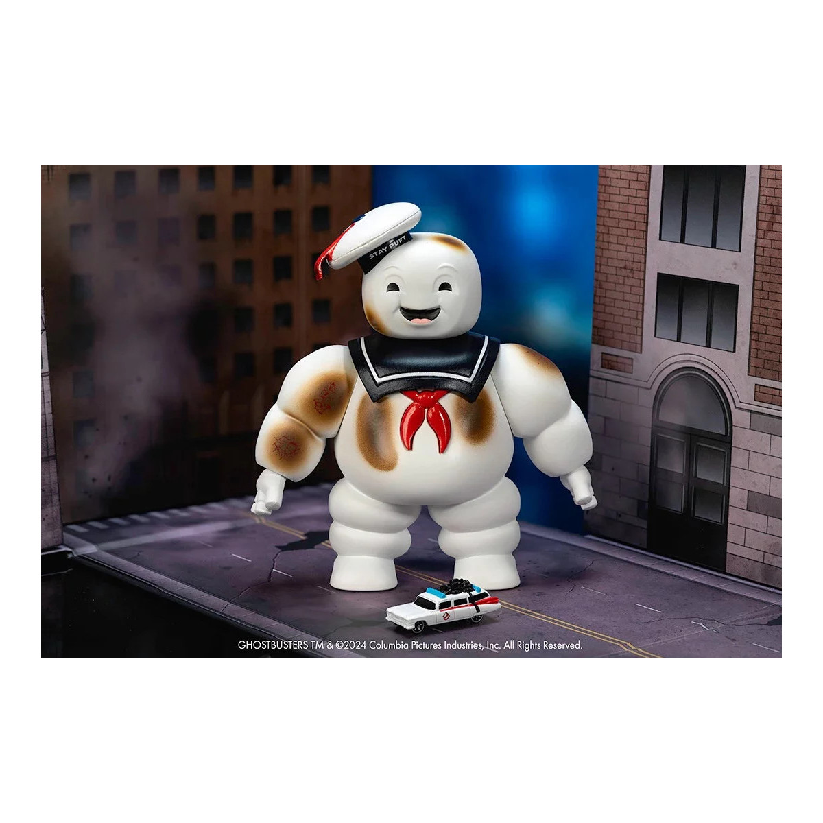 Jada Toys - Ghostbusters Stay Puft Marshmallow Mann mit Cadillac Ecto-1 - Nano Scene 1/64