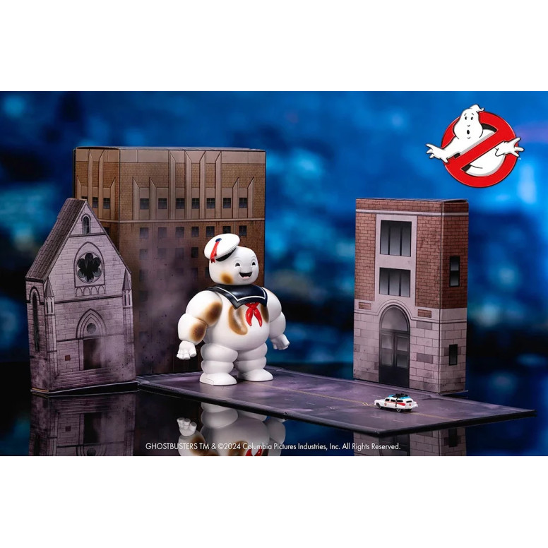 Jada Toys - Ghostbusters Stay Puft Marshmallow Mann mit Cadillac Ecto-1 - Nano Scene 1/64