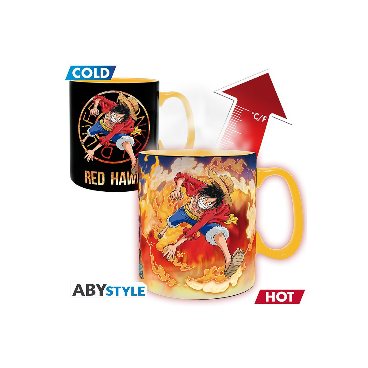 ABYstyle - One Piece - Thermoreaktiver Becher 460 ml - Luffy & Sabo