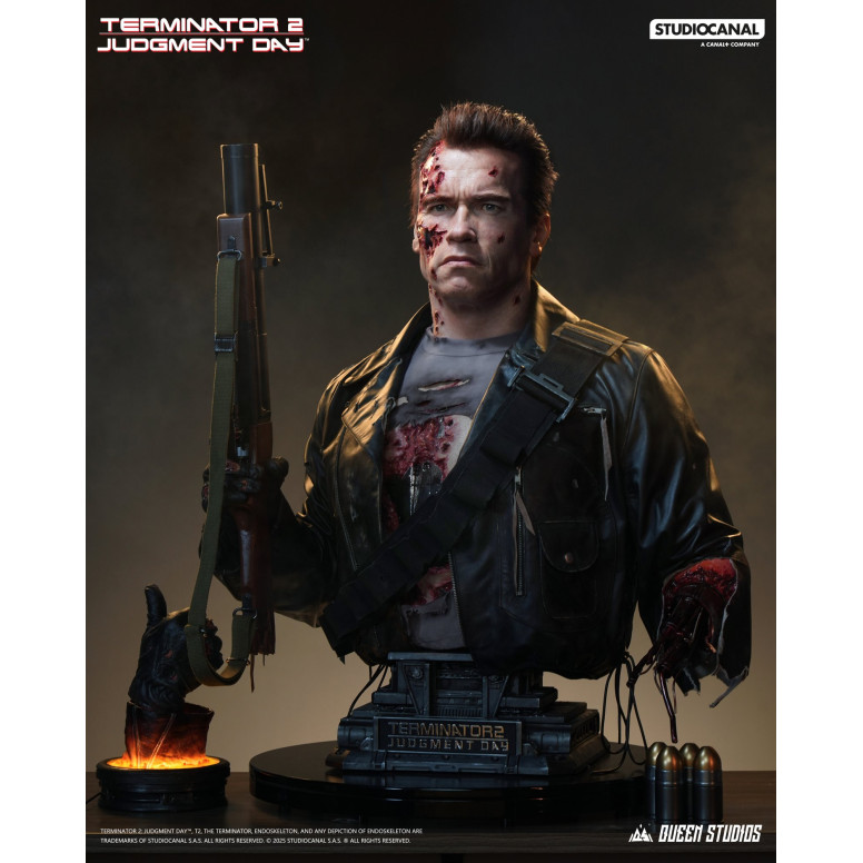 Queen Studios - T-800 Schlacht beschädigt Life-Size-Büste - The Terminator 2