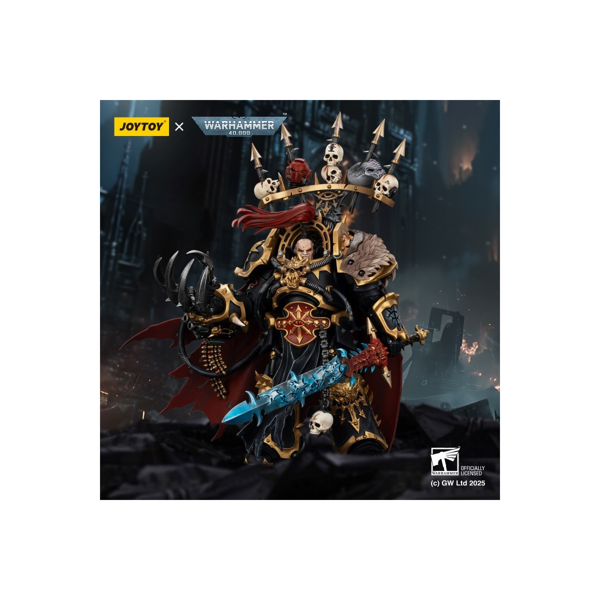 JoyToy Chaos Space Marines - Black Legion - Abaddon the Despoiler with Drach'nyen and the Talon of Horus - 1/18 - Warhammer 40K