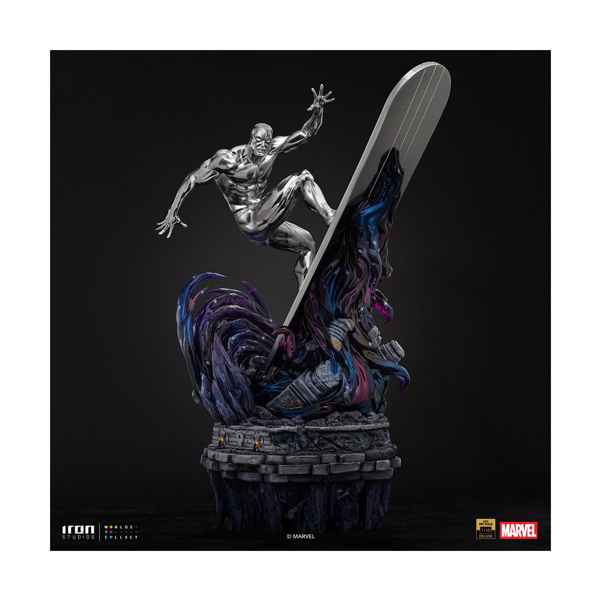 Iron Studios Marvel - Silver Surfer Deluxe Art Scale 1/10 - Infinity Gauntlet Diorama