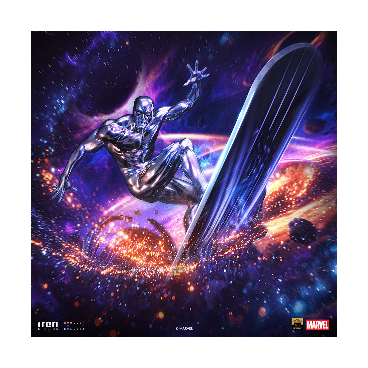 Iron Studios Marvel - Silver Surfer Deluxe Art Scale 1/10 - Infinity Gauntlet Diorama