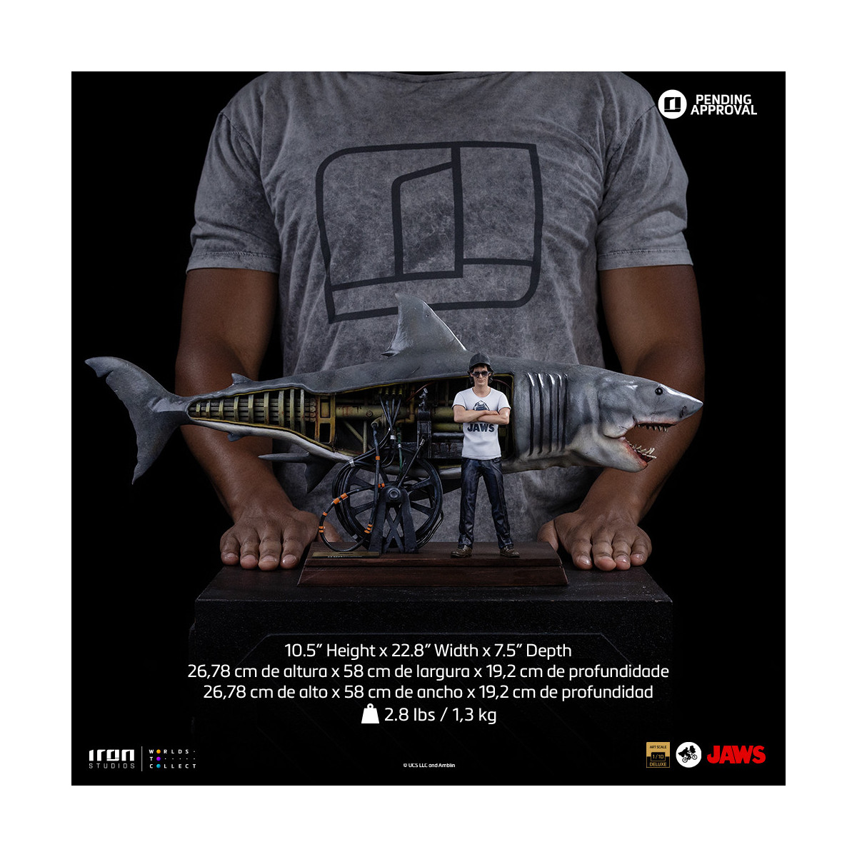Iron Studios - JAWS - Steven Spielberg (Jaws 50th Anniversary) Deluxe Art Scale1/10 - Der weiße Hai