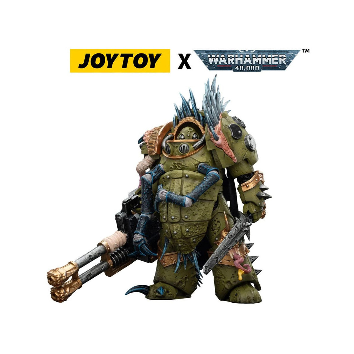 Joytoy - Death Guard - Blightlord Terminator 1 with Reaper Autocannon and Bubotic Blades 1/18 - Warhammer 40k