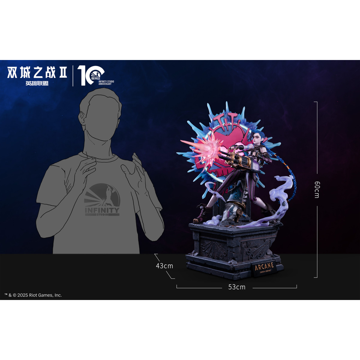 Cornice LED Con Figurina Statua Anime Manga Jinx &ndash; Serie Arcane &ndash; Legno 2024