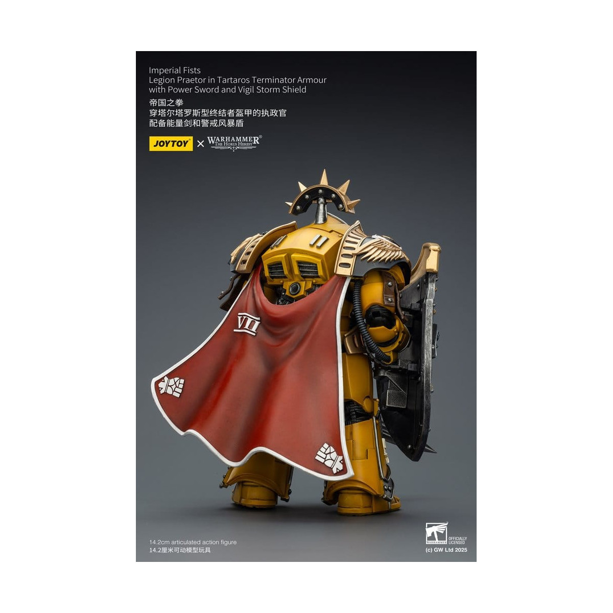 Joytoy - Warhammer - Imperial Fists - Legion Praetor in Tartaros Terminator Armour with Power Sword and Vigil Storm Shield 1/18