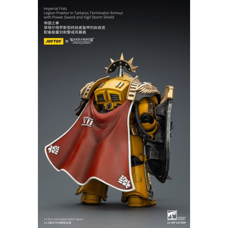 Joytoy - Warhammer - Imperial Fists - Legion Praetor in Tartaros Terminator Armour with Power Sword and Vigil Storm Shield 1/18