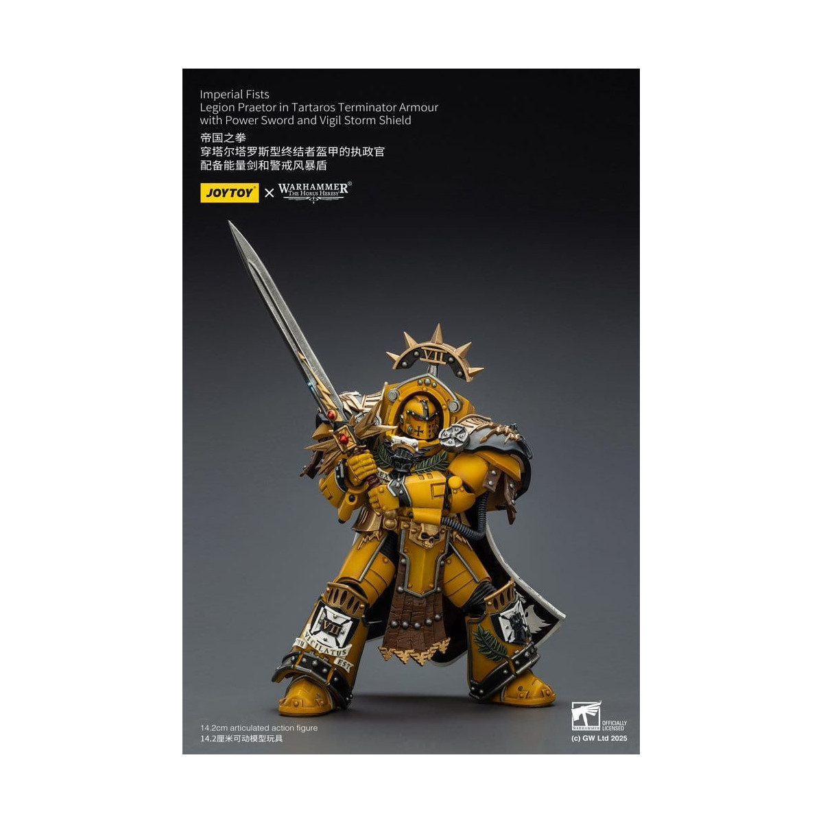 Joytoy - Warhammer - Imperial Fists - Legion Praetor in Tartaros Terminator Armour with Power Sword and Vigil Storm Shield 1/18