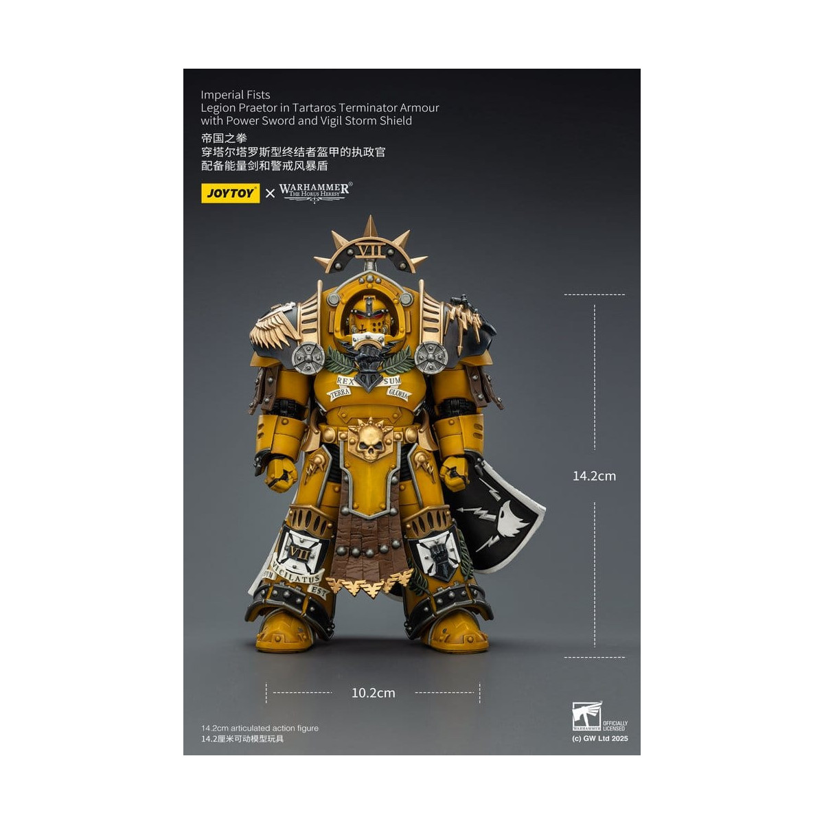 Joytoy - Warhammer - Imperial Fists - Legion Praetor in Tartaros Terminator Armour with Power Sword and Vigil Storm Shield 1/18